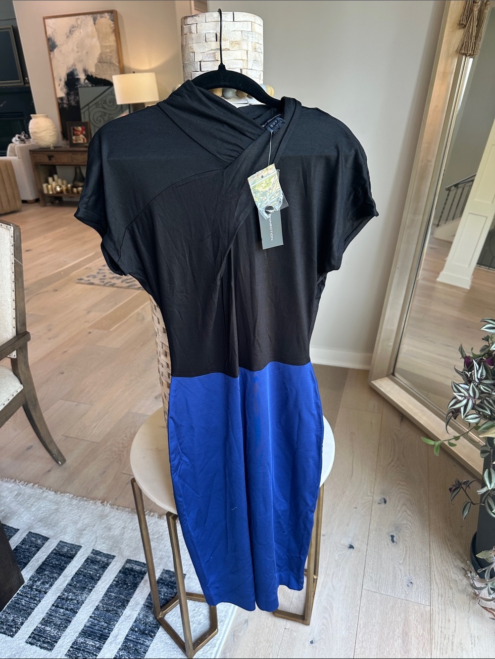French Connection Black Twist-front Dress